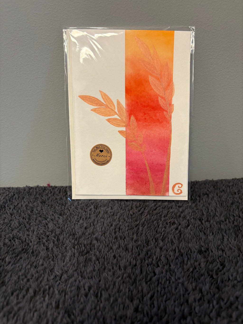 hand painted Card with a plant 
