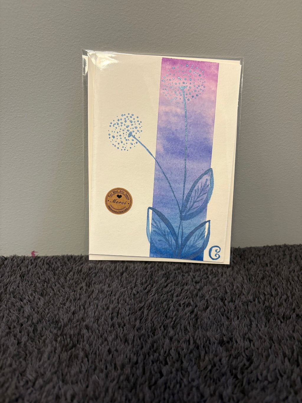 hand painted Card with a plant 